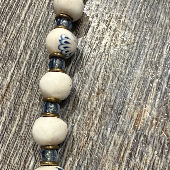 Vintage hand painted porcelain Chinese Elegant Blue and White Beaded Necklace - Picture 5 of 7